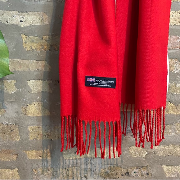 100% CASHMERE RED SCARF - Picture 2 of 4